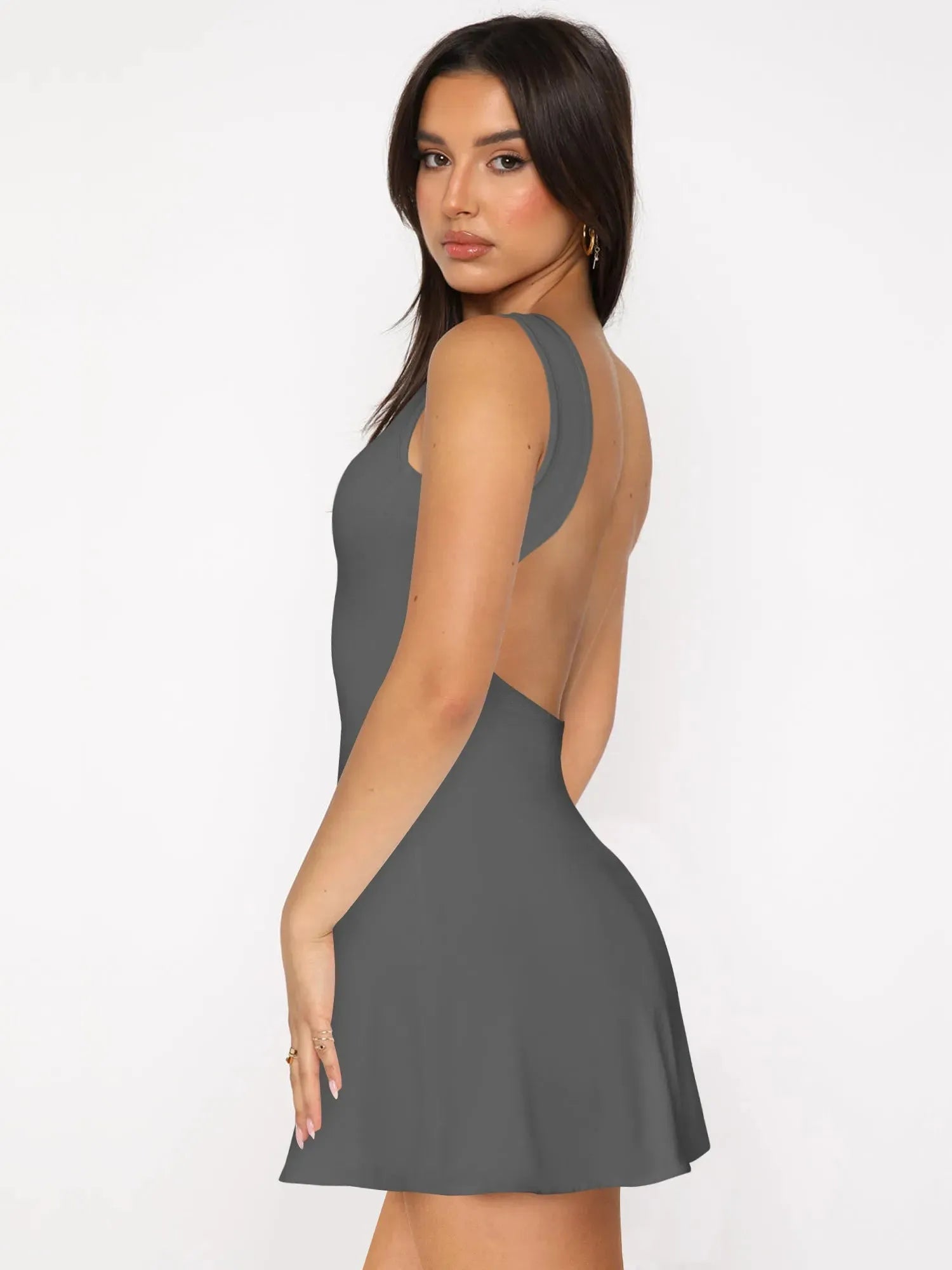 Backless Wide Strap Mini Dress Casual Dresses - Tophatter Daily Deals